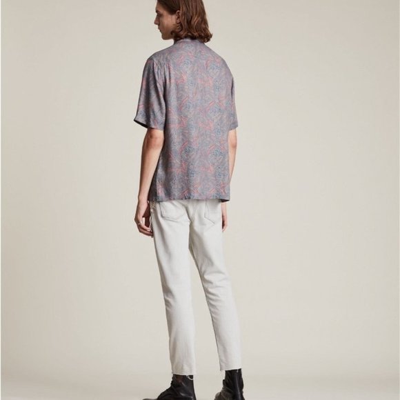 NWT All Saints Oslo Paisley Short Sleeve Shirt - size M - Picture 2 of 14